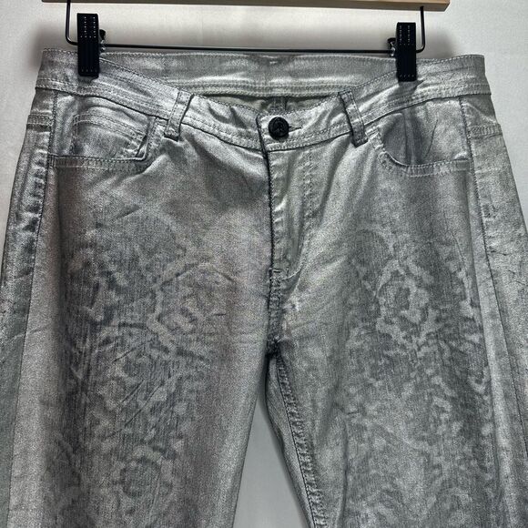 Faith Connection Silver Snakeskin Pattern Jeans Size 30 - Picture 2 of 9